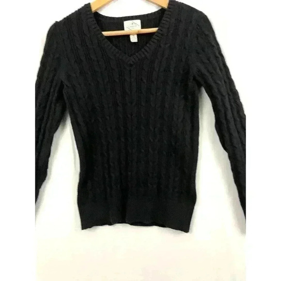 St. John's Bay Long Sleeve Pullover Sweater Petite SMALL Black V-Neck Women's - Picture 4 of 8